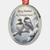 Custom Dated Christmas Vriend Chickadee Vogels Metalen Ornament (Links)