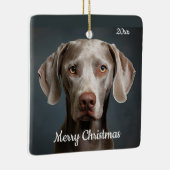Custom Dated Christmas Weimaraner Hond Huisdier Di Keramisch Ornament (Rechts)