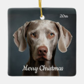 Custom Dated Christmas Weimaraner Hond Huisdier Di Keramisch Ornament (Voorkant)