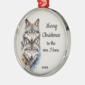 Custom Dated Christmas Wolf One I Love Metalen Ornament (Links)