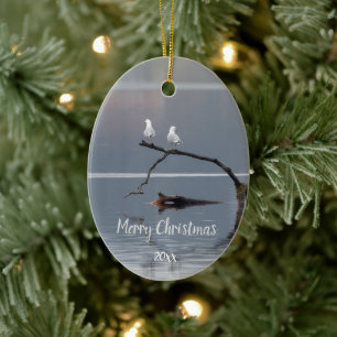 Custom Dated Seagulls Vogel Dier Wildlife Keramisch Ornament