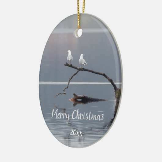 Custom Dated Seagulls Vogel Dier Wildlife Keramisch Ornament (Links)