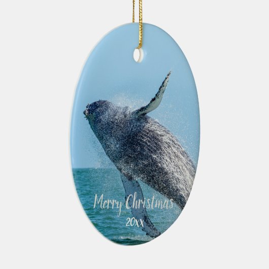 Custom Dated Whale Zee Dier Wildlife Keramisch Ornament (Rechts)