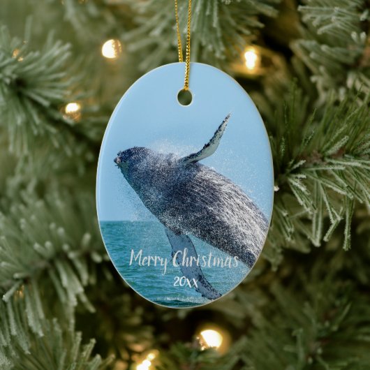 Custom Dated Whale Zee Dier Wildlife Keramisch Ornament (Boom)