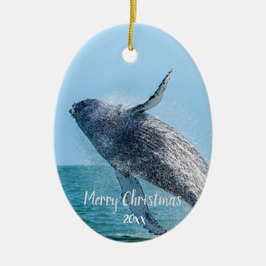 Custom Dated Whale Zee Dier Wildlife Keramisch Ornament (Voorkant)