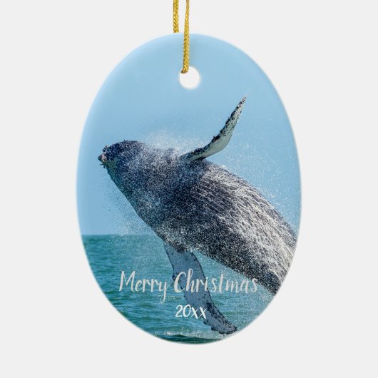 Custom Dated Whale Zee Dier Wildlife Keramisch Ornament (Achterkant)