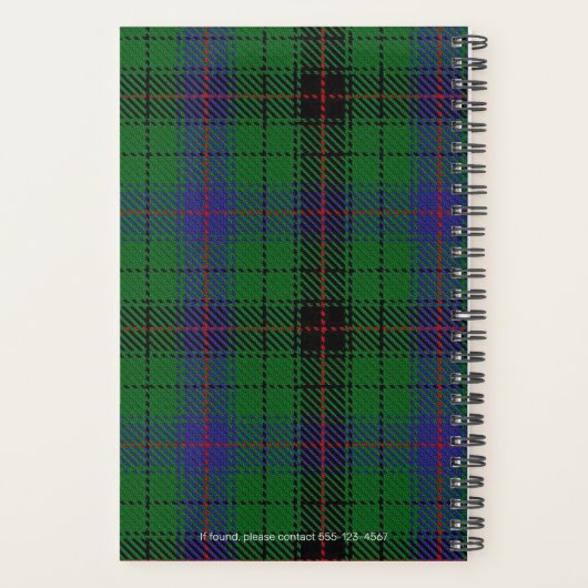 Custom Davidson Scottish Clan Castle Tartan Weekly Planner (Achterkant)