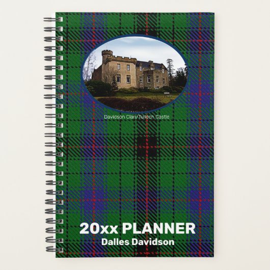 Custom Davidson Scottish Clan Castle Tartan Weekly Planner (Voorkant)