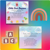 Custom Daycare Business Card | Cute Pastel Rainbow Vierkante Visitekaartje