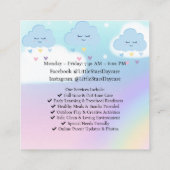Custom Daycare Business Card | Cute Pastel Rainbow Vierkante Visitekaartje (Achterkant)