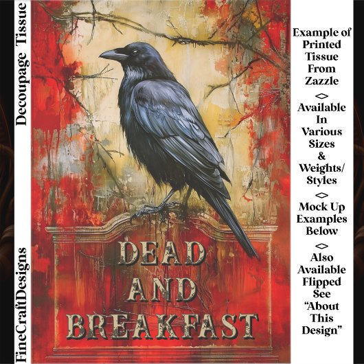 Custom “Dead and Breakfast” Spooky Raven Art ET3L Tissuepapier
