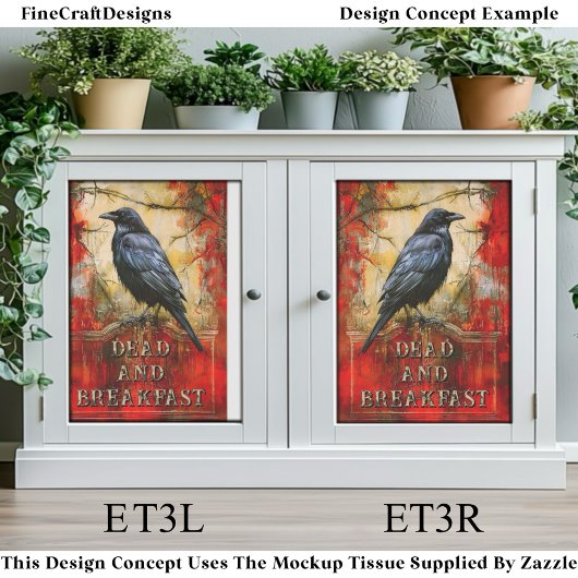 Custom “Dead and Breakfast” Spooky Raven Art ET3R Tissuepapier