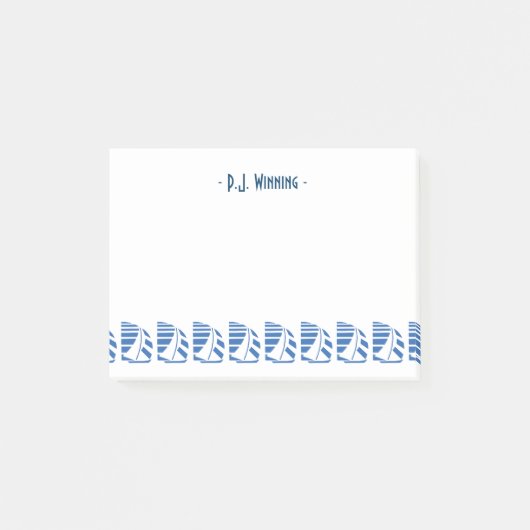Custom Deco Blue Racing Zeilboten Sticky Notes (Voorkant)