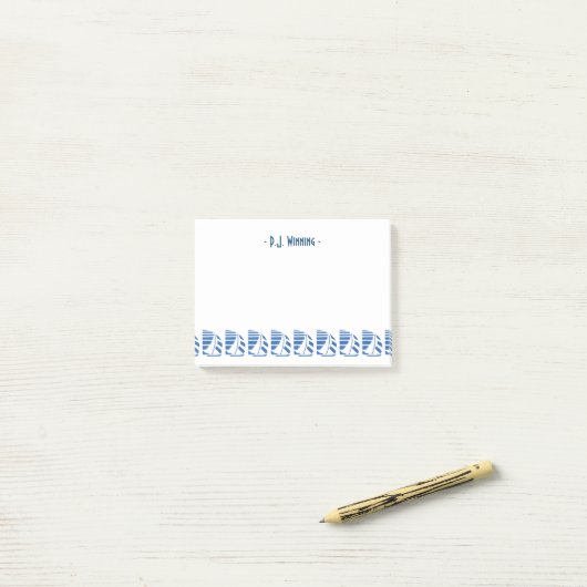 Custom Deco Blue Racing Zeilboten Sticky Notes (Op bureau)