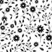 Custom Decorative Blanket Black White Wildflowers  Fleece Deken