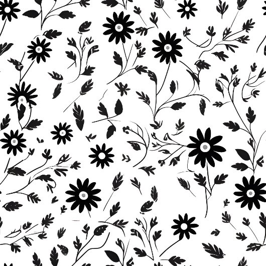 Custom Decorative Blanket Black White Wildflowers Fleece Deken