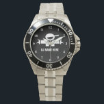 Custom Deejay-horloge | Muziekdiskjockey Horloge<br><div class="desc">Custom Deejay-horloge | Muziekdiskjockey met hoofdtelefoon. Cool cadeauidee voor DJ's.</div>