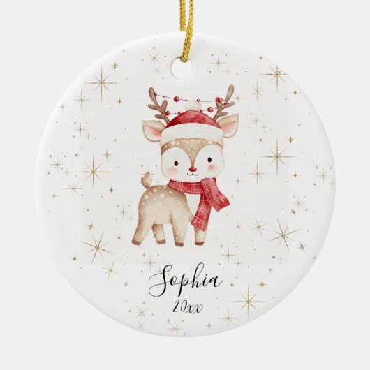 Custom Deer Christmas Ornament (Voorkant)