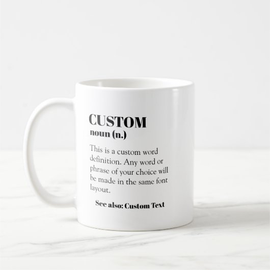 Custom Definition Word Noun Coffee Mok (Links)