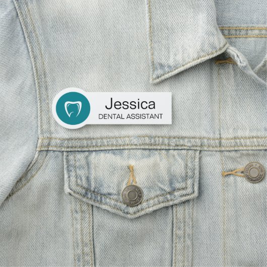 Custom Dental Assistant Name Badge Tooth Logo (In situ)