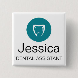 Custom Dental Assistant Name Badge Tooth Logo Vierkante Button 5,1 Cm