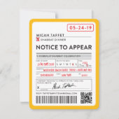 CUSTOM DESIGN Bar Mitzvah New York Ticket Kaart (Voorkant)