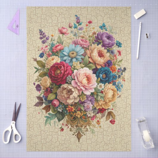 Custom Design Floral Crackle Effect Decoupage Tissuepapier (Craft)