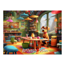 Custom Design Poster van Cartoon Dog Room