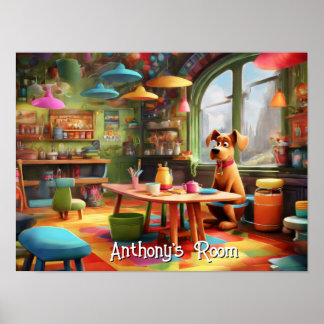 Custom Design Poster van Cartoon Dog Room