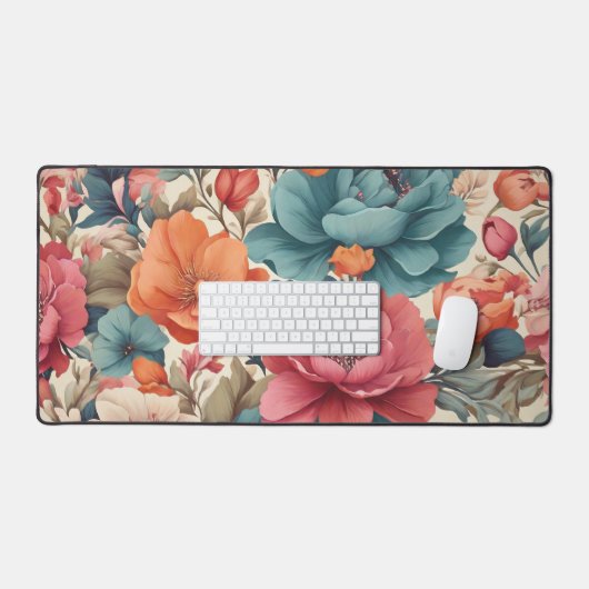 Custom Desk Mat Bloemen patroon (Keyboard & Muis)