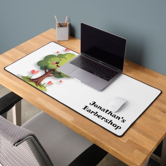 Custom Desk Mat for Salon Owner Barber Tree Hearts (Kantoor 2)
