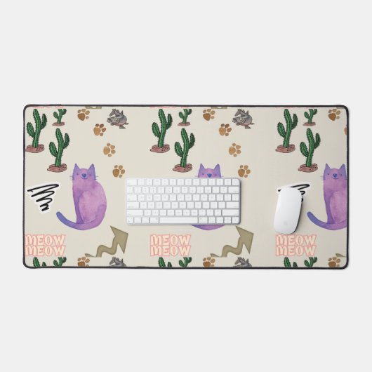 Custom Desk Mat Kat Vis Cactus (Keyboard & Muis)