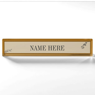 Custom Desk Name Bord Elegant Minimal Leaf ontwerp Naambordje