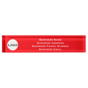Custom Desk Name Bord – Rood met Logo Naambordje