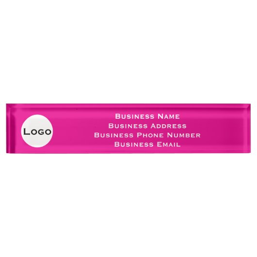 Custom Desk Name Bord – Vet Roze met Logo Naambordje (Voorkant)