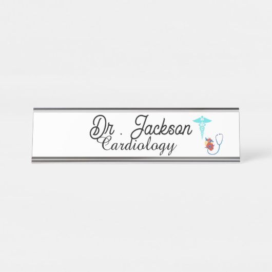 Custom Desk Name Plate for cardiologist  Bureau Naambordje (Voorkant)