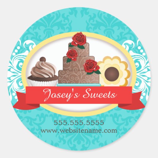 Custom Desserts Bakery Box Seals Ronde Sticker (Voorkant)