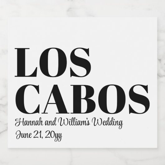 Custom Destination Wedding Welkom bij Los Cabos Sparkling Wijnetiket (Enkel label)