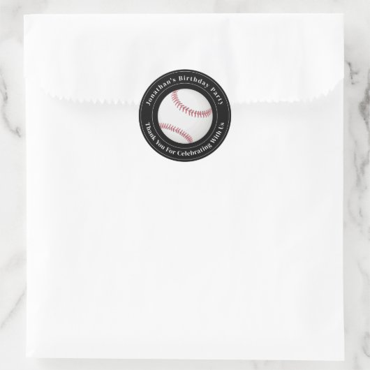 Custom Details Baseball Ball Sport Birthday Event Ronde Sticker (Tas)