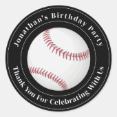 Custom Details Baseball Ball Sport Birthday Event Ronde Sticker (Voorkant)