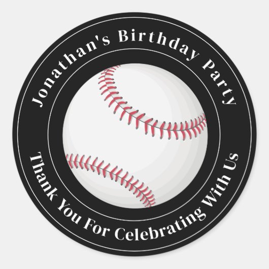 Custom Details Baseball Ball Sport Birthday Event Ronde Sticker (Voorkant)