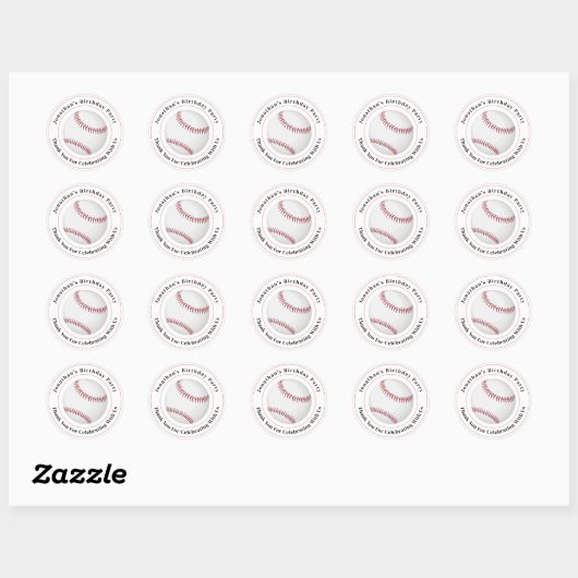 Custom Details Baseball Ball Sport Birthday Event Ronde Sticker (Vel)
