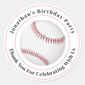 Custom Details Baseball Ball Sport Birthday Event Ronde Sticker (Voorkant)