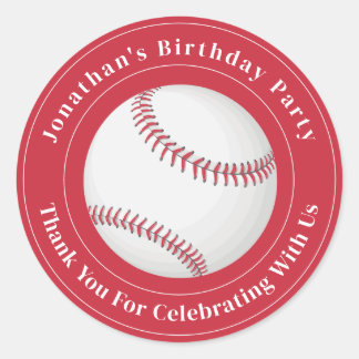Custom Details Baseball Ball Sport Birthday Event Ronde Sticker