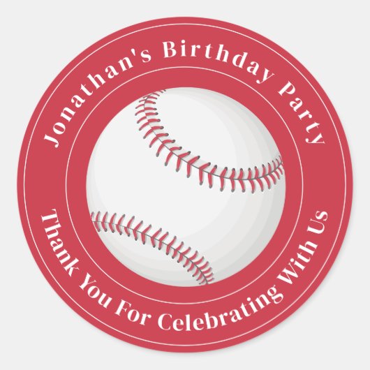 Custom Details Baseball Ball Sport Birthday Event Ronde Sticker (Voorkant)