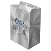Custom Diamond 60ste bruiloft Jubileum Gift Bags Medium Cadeauzakje (Achterkant Gekanteld)