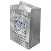 Custom Diamond 60ste bruiloft Jubileum Gift Bags Medium Cadeauzakje (Voorkant Gekanteld)