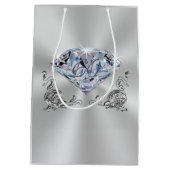 Custom Diamond 60ste bruiloft Jubileum Gift Bags Medium Cadeauzakje (Achterkant)