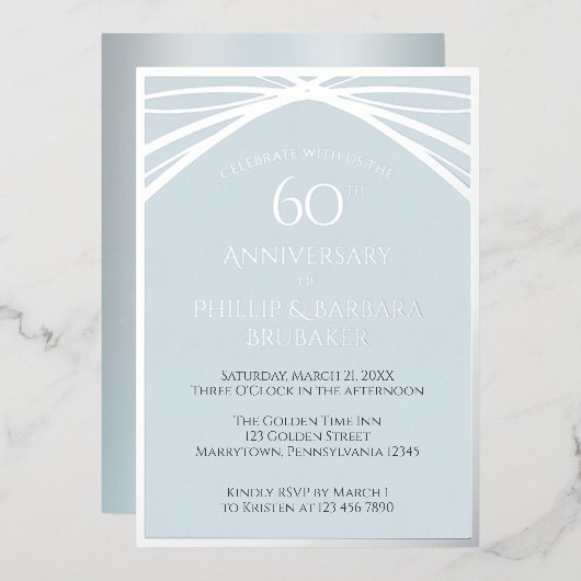 Custom Diamond 60ste bruiloft Jubileum Party Folie Uitnodiging (Voorkant / Achterkant)