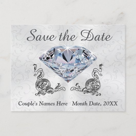 Custom Diamond Wedding Save the Date Post Kaarten (Voorkant)